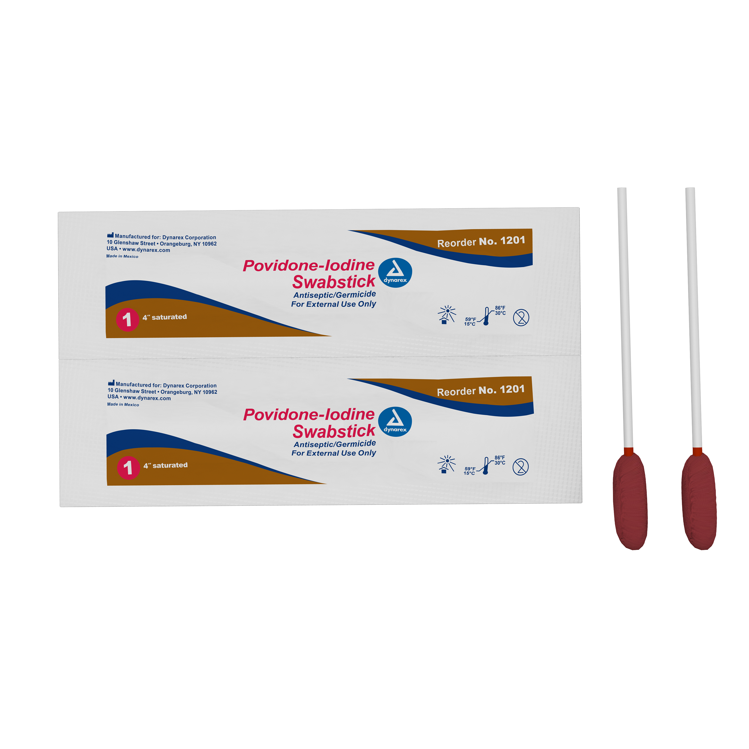 Dynarex - Povidone Iodine Swabsticks 1's - 50/bx #1201