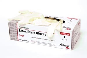 Pro Advantage Latex Exam Gloves, Medium, powder-free, 100/BX 