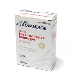 Pro Advantage Sheer Adhesive Bandages, Spots, 7/8" Diameter, 100/box. 