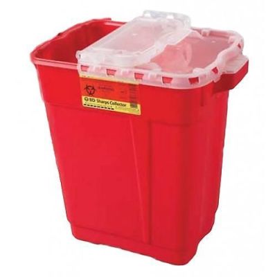 BD Sharps Collector, 9 Gal, Slide Top Gasketed, Red, 8/cs 